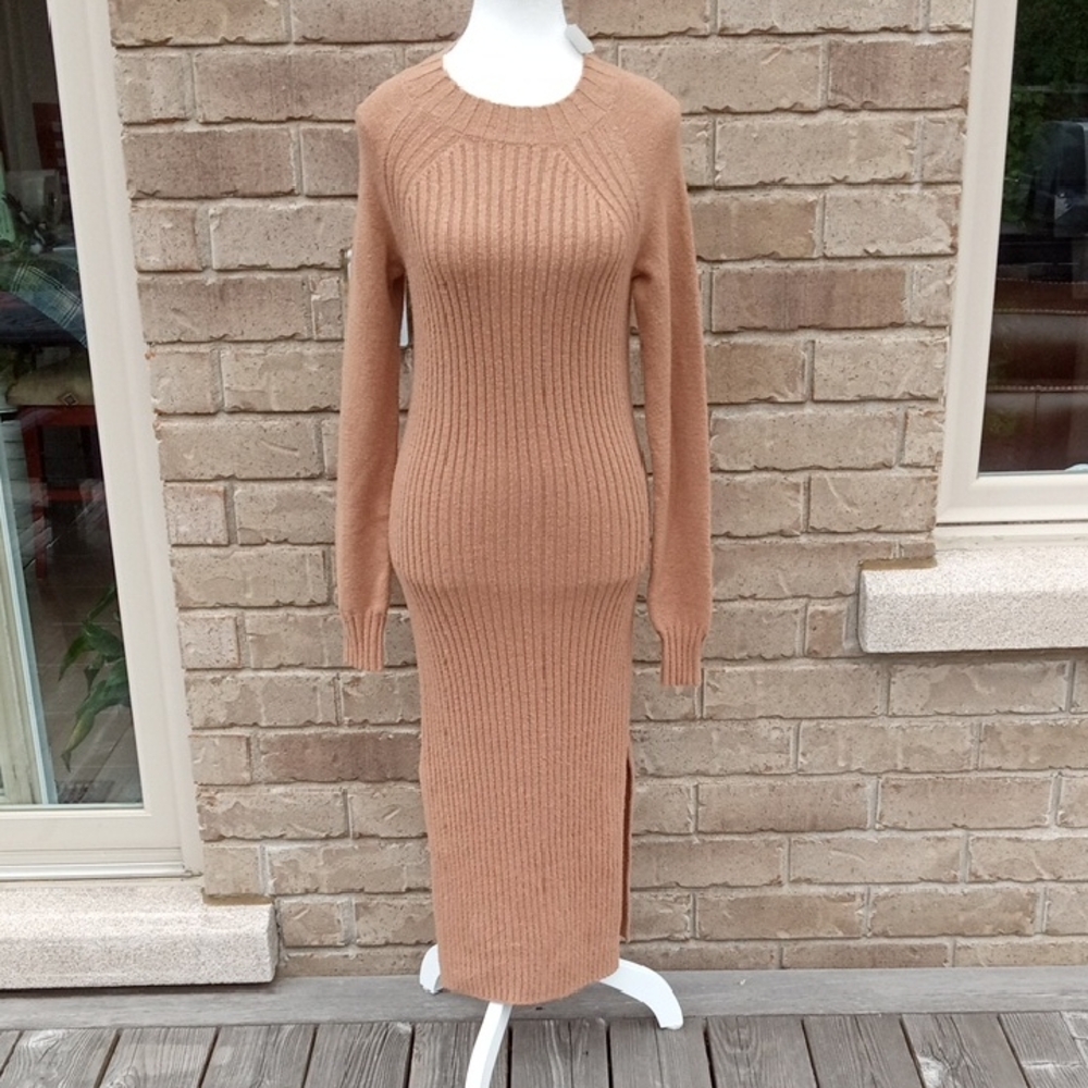 Hollister Tan Long Sleeve Knit Dress